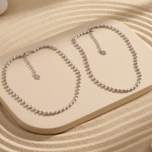 925 Silver Adjustable Beaded Anklet – Handmade Minimalist Everyday Jewelry - Zirak Silver