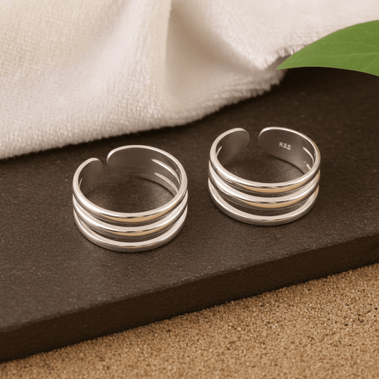925 Silver Adjustable Triple Band Toe Ring – Minimalist Handmade Boho Jewelry - Zirak Silver