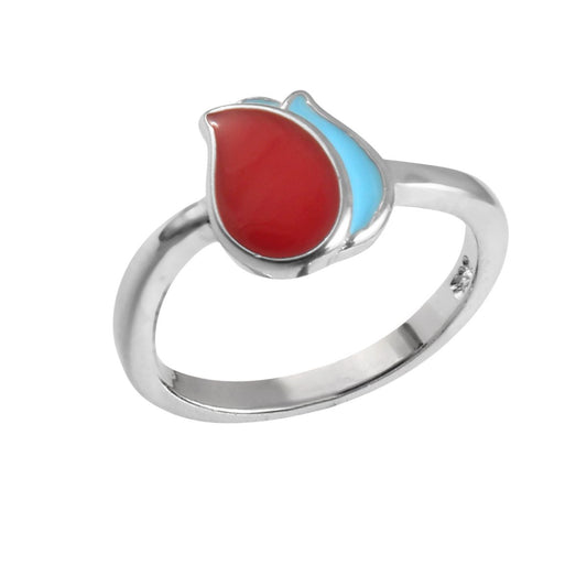 925 Silver Baby Ring with Blue & Red Enamel Design - Zirak Silver