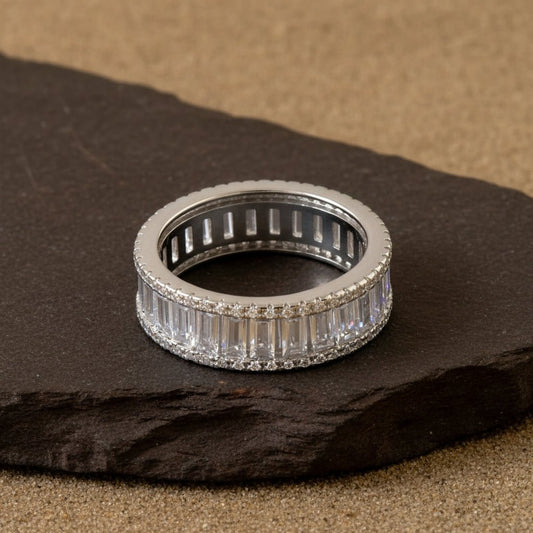925 Silver Baguette Eternity Band | Classic Sterling Silver Full CZ Ring for Women - Zirak Silver