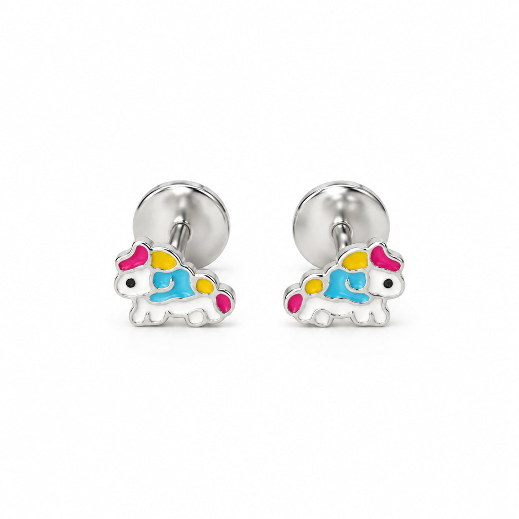 925 Silver Colorful Caterpillar Kids Stud Earrings - Zirak Silver