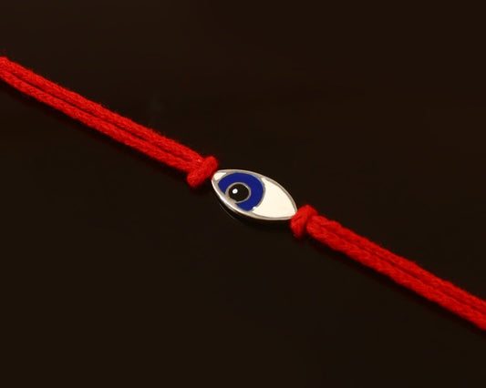 925 Silver Evil Eye Rakhi with Red Thread | Nazar Suraksha Rakhi - Zirak Silver