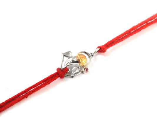 925 Silver Ganesha Rakhi with Red Thread | Lord Ganpati Rakhi for Brother - Zirak Silver