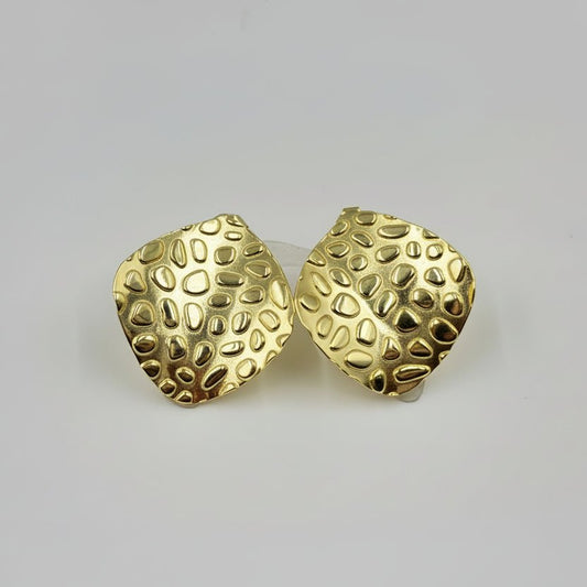 925 Silver Gold - Plated Textured Stud Earrings - Zirak Silver