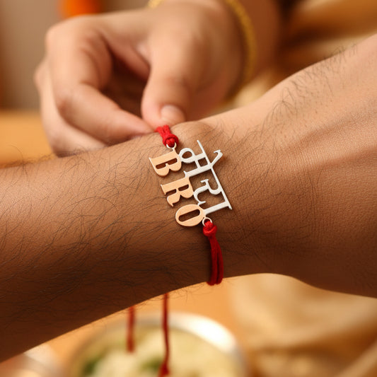 925 Silver “मेरा BRO” Rakhi with Red Thread - Zirak Silver