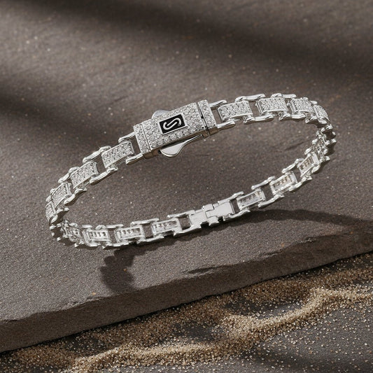 925 Silver Micro - Pavé Box Link Bracelet - Zirak Silver