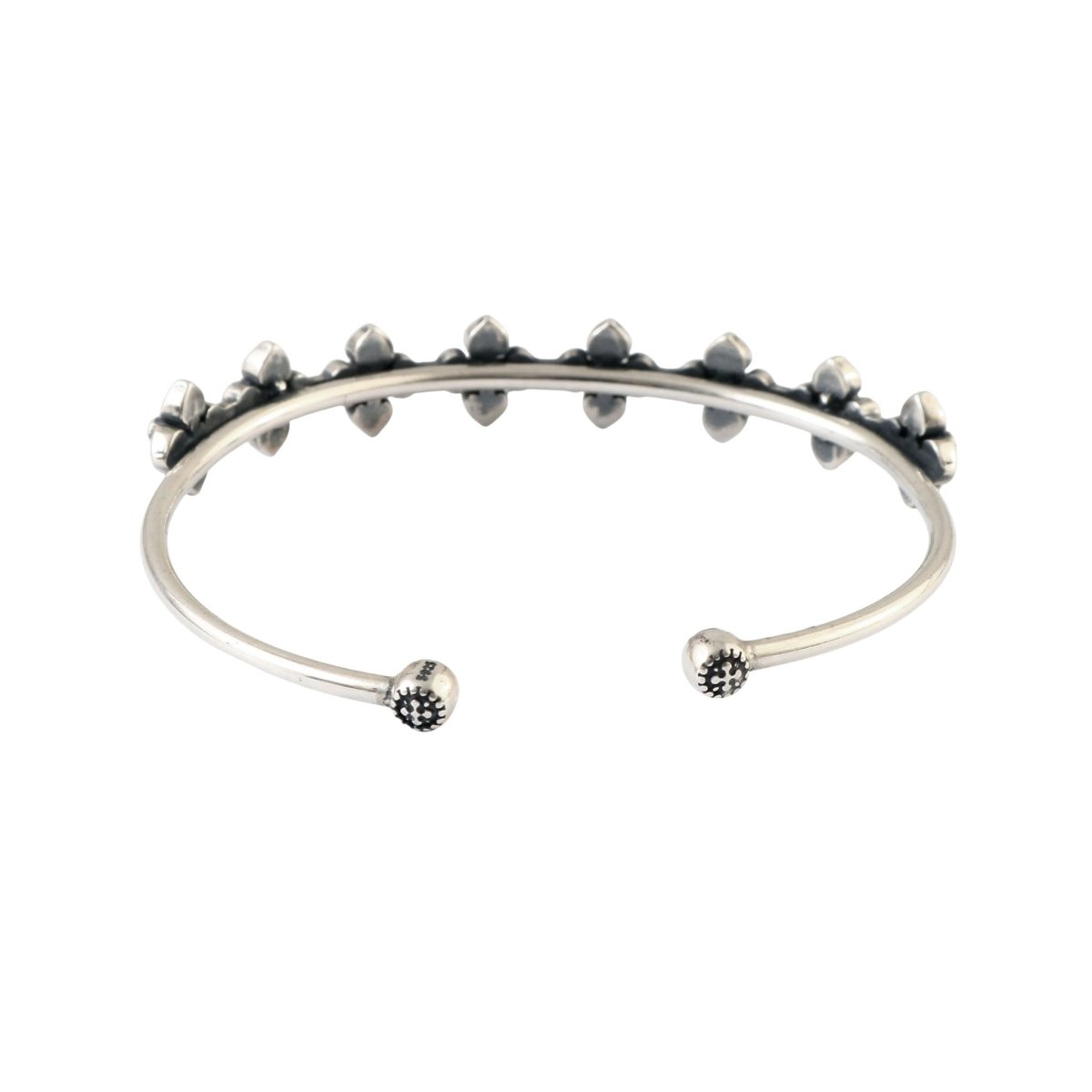 925 Silver Oxidised Floral Cuff Bracelet for Women - Zirak Silver