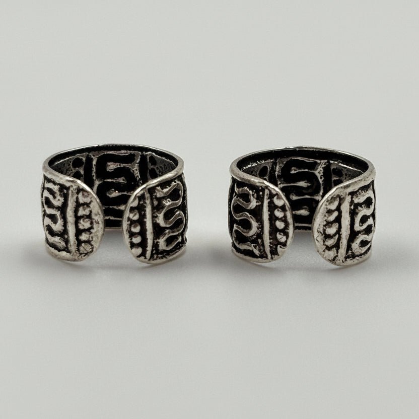 925 Silver Oxidised Tribal Ear Cuff Pair - Zirak Silver