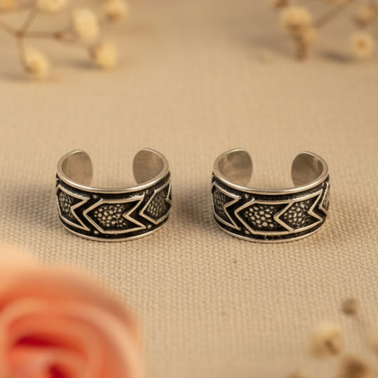 925 Silver Oxidised Tribal Ear Cuffs - Zirak Silver
