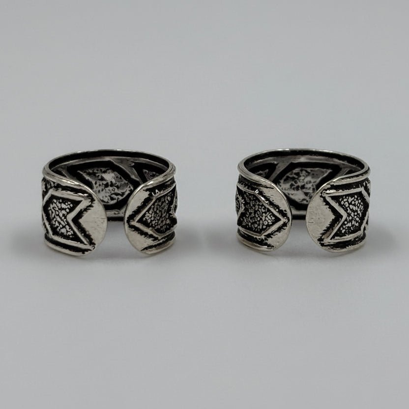 925 Silver Oxidised Tribal Ear Cuffs - Zirak Silver