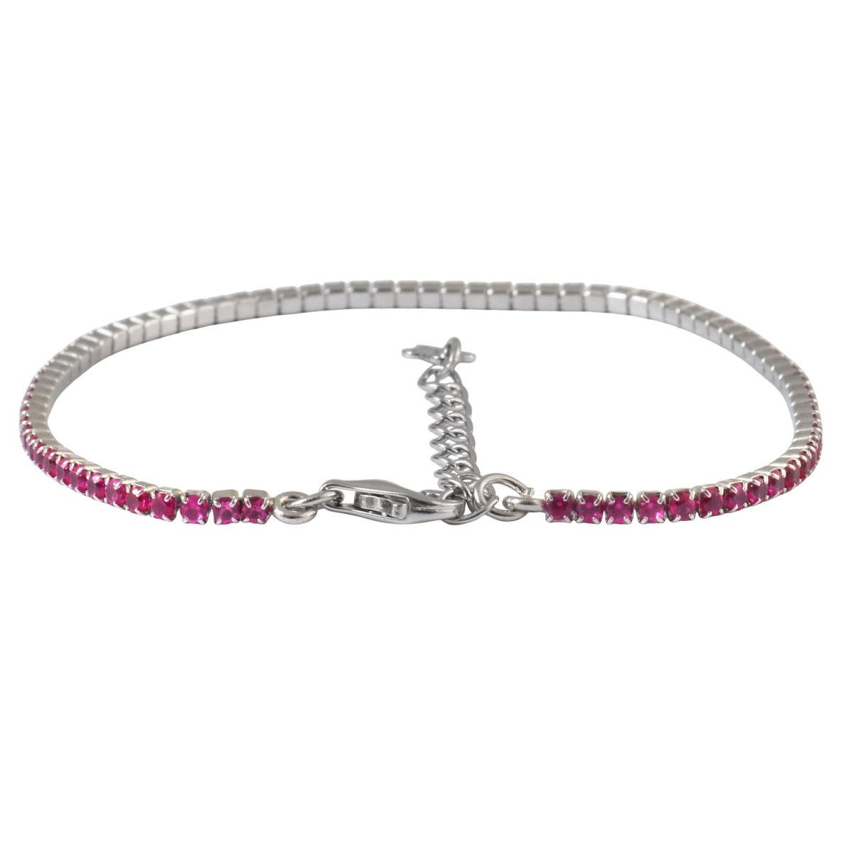925 Silver Pink CZ Tennis Bracelet with Adjustable Chain - Zirak Silver
