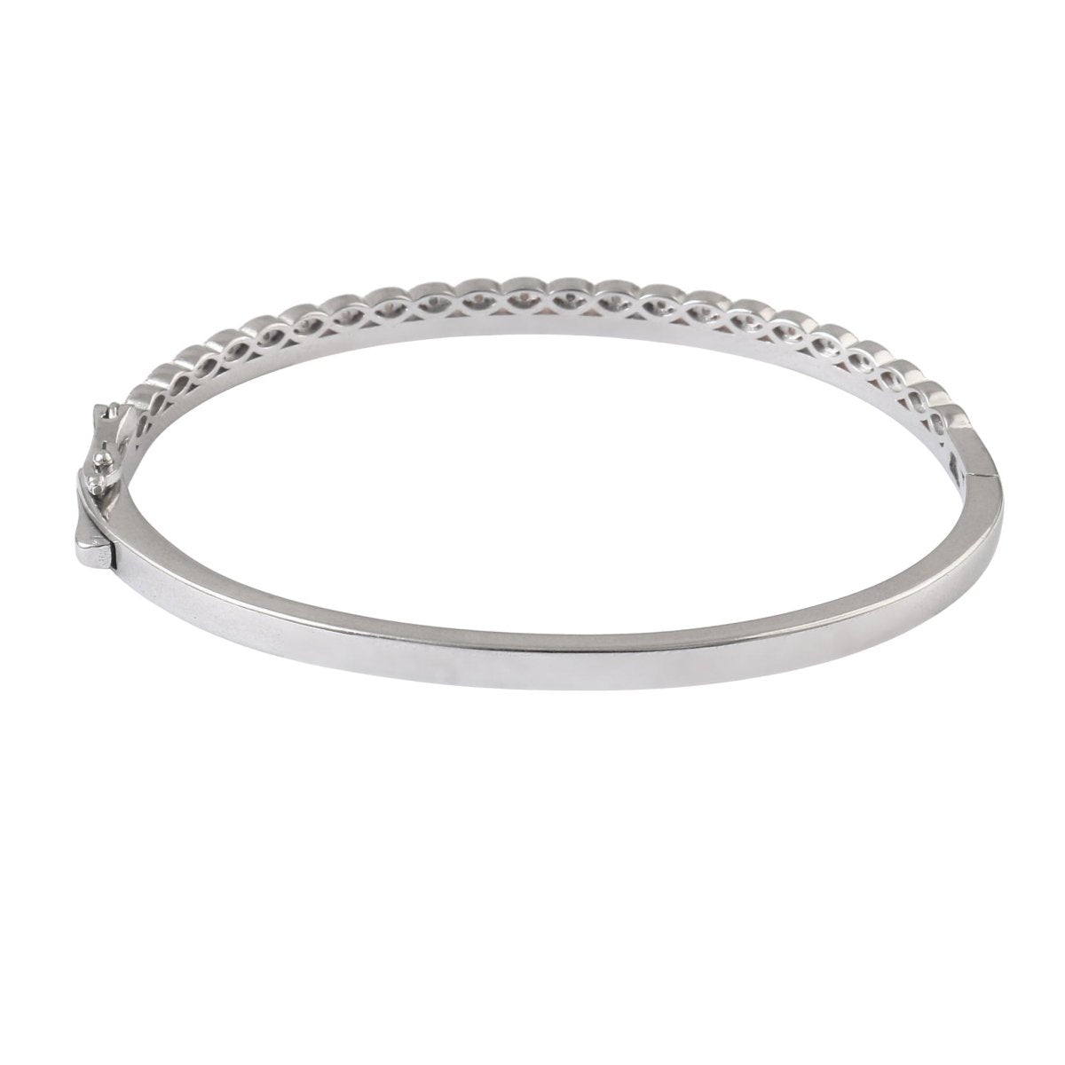 925 Silver Rose Gold CZ Slim Bangle Bracelet - Zirak Silver