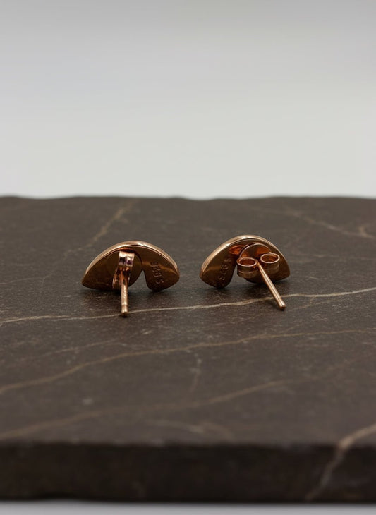 925 Silver Rose Gold Enamel Leaf Stud Earrings - Zirak Silver
