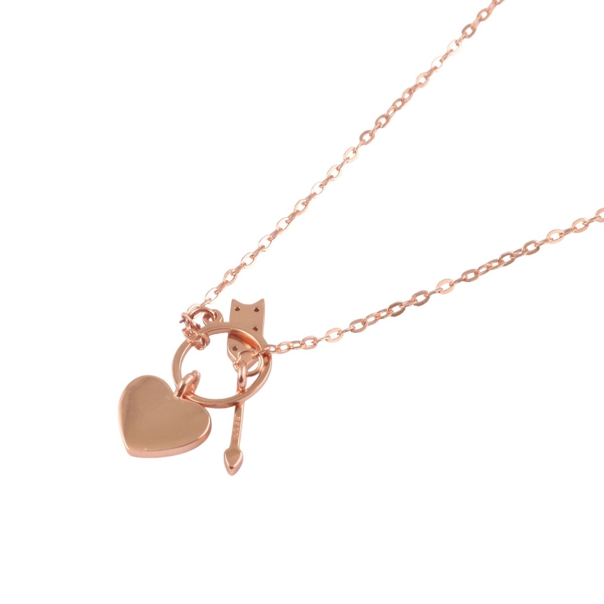 925 Silver Rose Gold Heart & Arrow Charm Necklace with Mother of Pearl - Zirak Silver