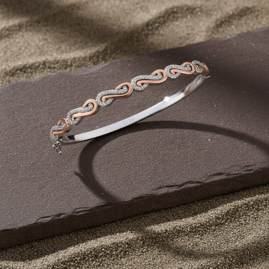 925 Silver Rose Gold Infinity Link Bracelet - Zirak Silver