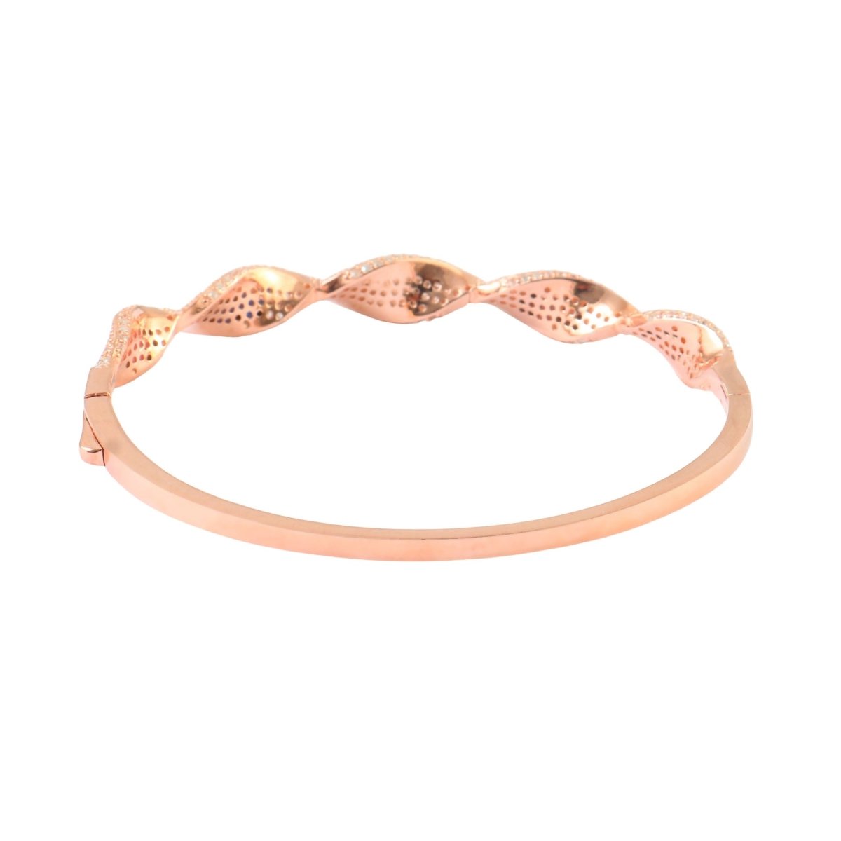 925 Silver Rose Gold Twisted CZ Bangle with Multicolor Stones - Zirak Silver