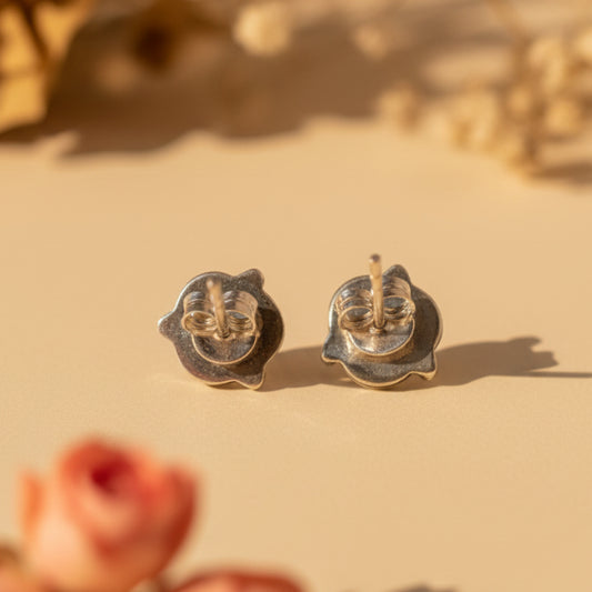 925 Silver Ruby Floral Stud Earrings - Zirak Silver