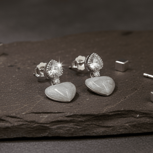 925 Silver Sparkle Heart Drop Earrings - Zirak Silver