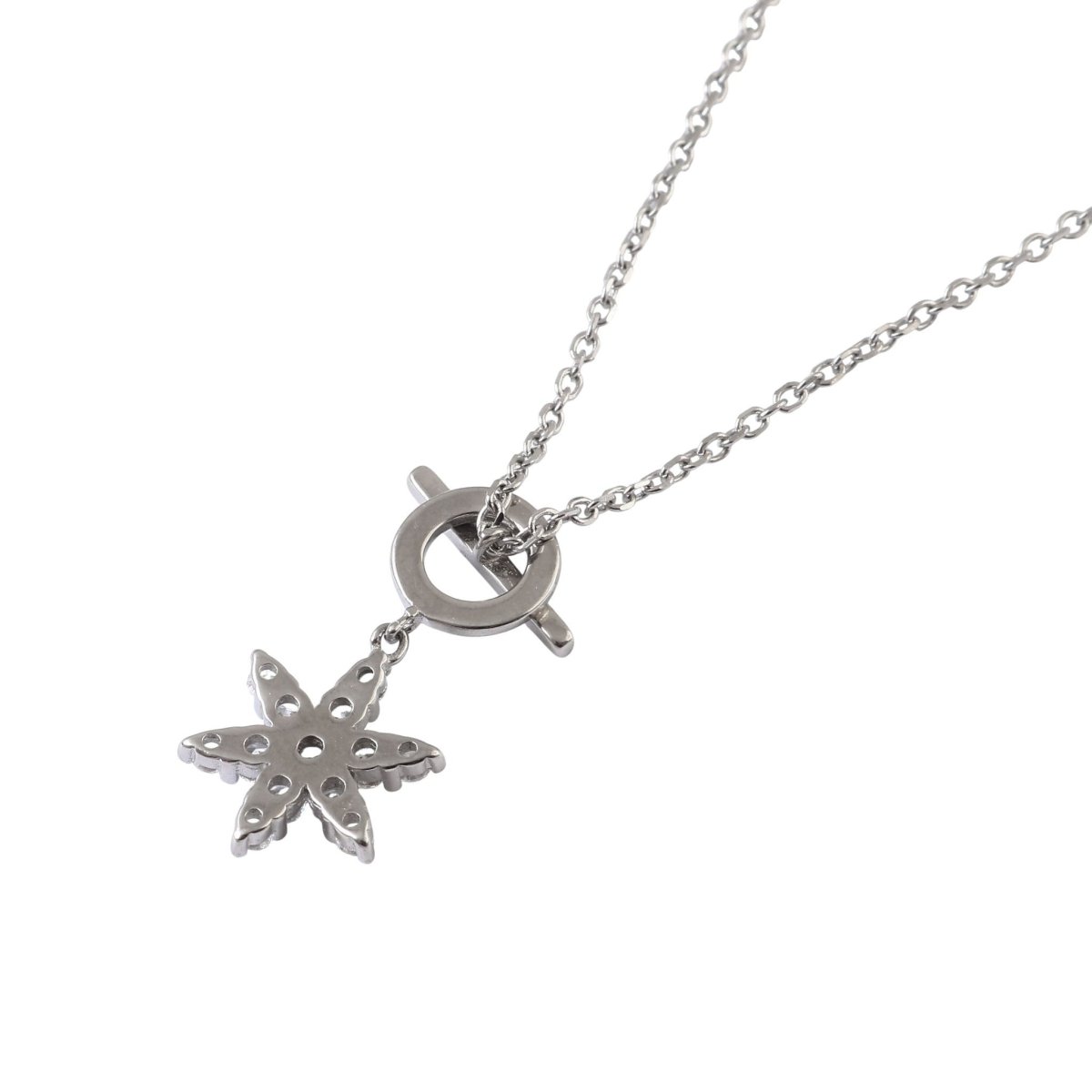 925 Silver Star Toggle Pendant Necklace with CZ Detailing - Zirak Silver