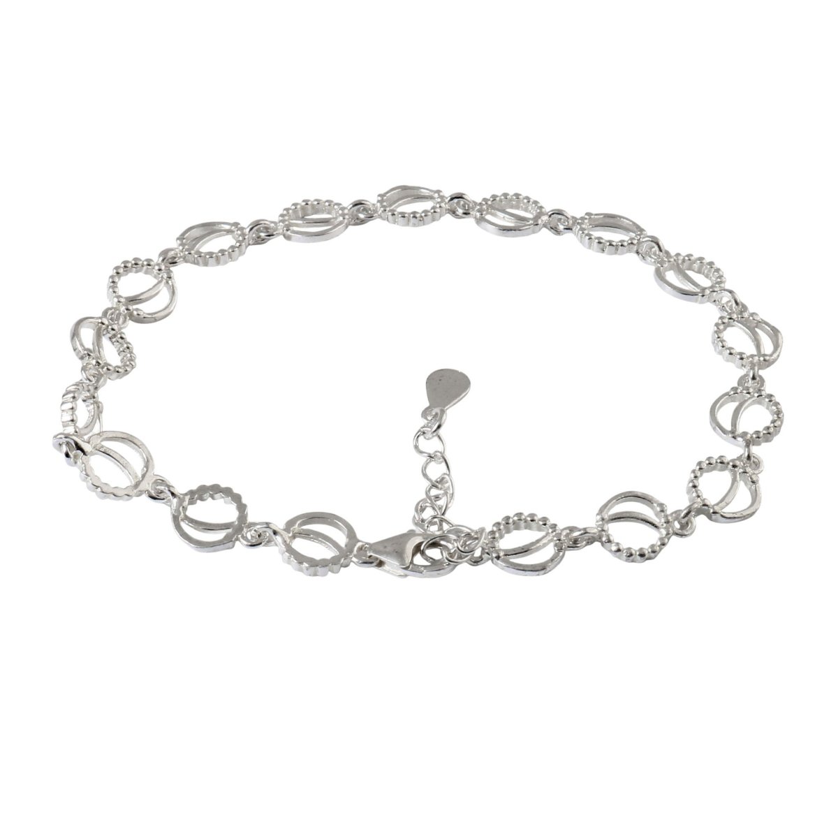 925 Silver Textured Oval Link Bracelet - Zirak Silver