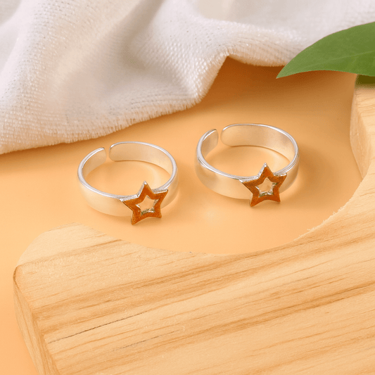925 Sterling Silver Adjustable Star Toe Ring – Cute Open Band Foot Jewelry - Zirak Silver