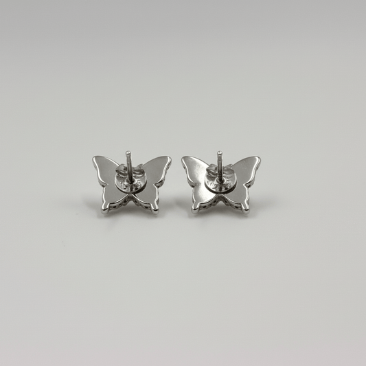 925 Sterling Silver Blue Enamel Butterfly Stud Earrings - Zirak Silver