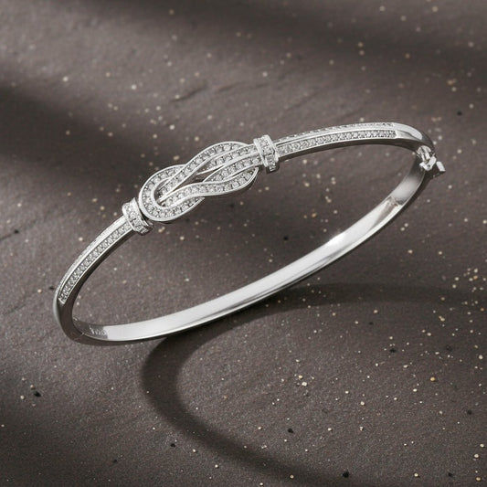 925 Sterling Silver CZ Infinity Knot Bracelet for Women - Zirak Silver