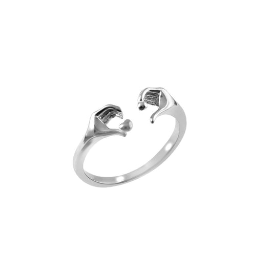 925 Sterling Silver Hand - Holding Adjustable Ring | Minimal Friendship & Love Ring | Artistic Silver Jewelry - Zirak Silver