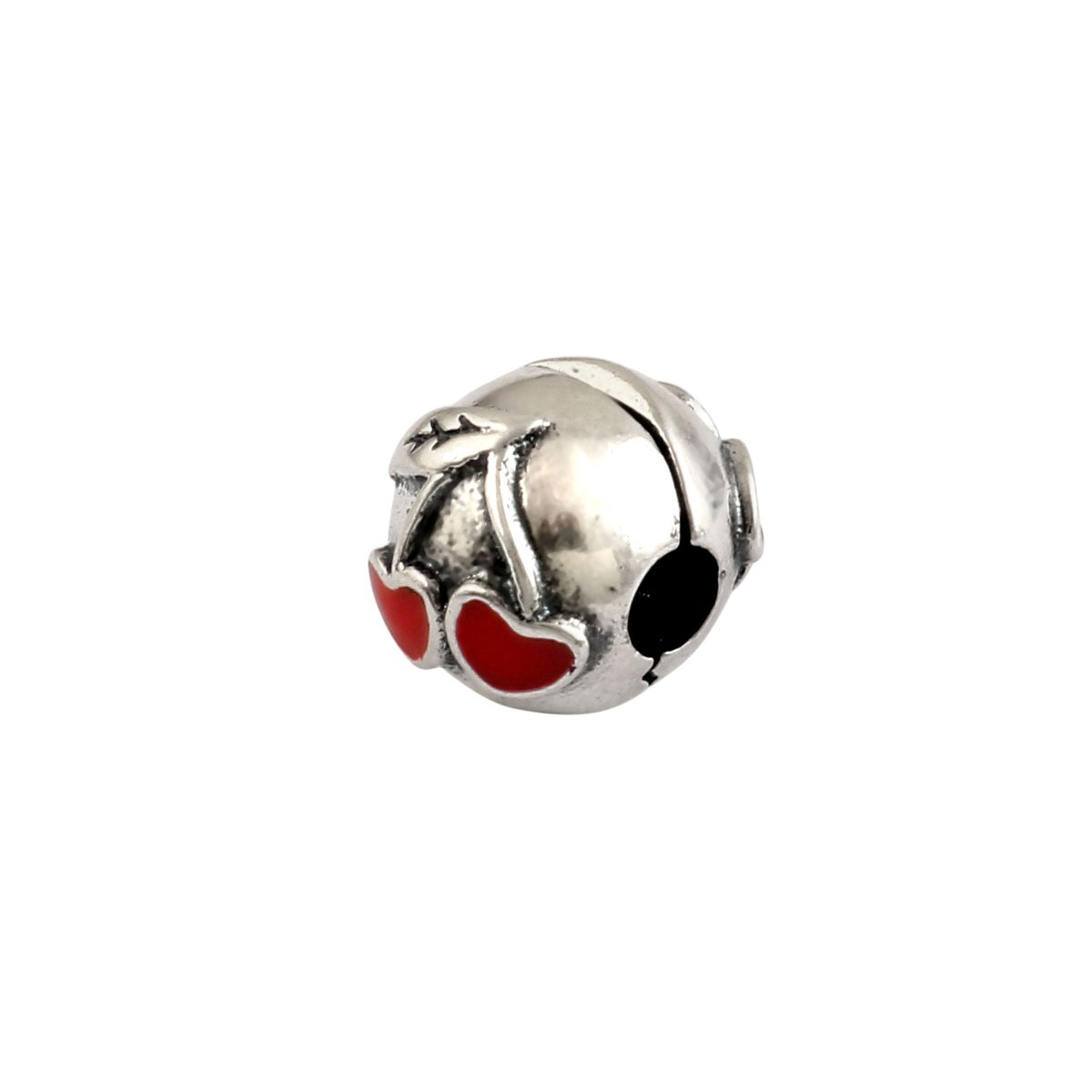 925 Sterling Silver Love Emoji Charm with Red Heart Eyes - Zirak Silver