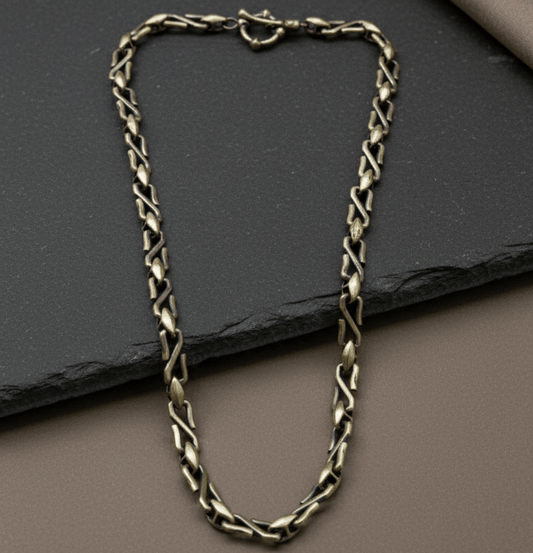 925 Sterling Silver Oxidized Twist - Link Chain Necklace - Zirak Silver