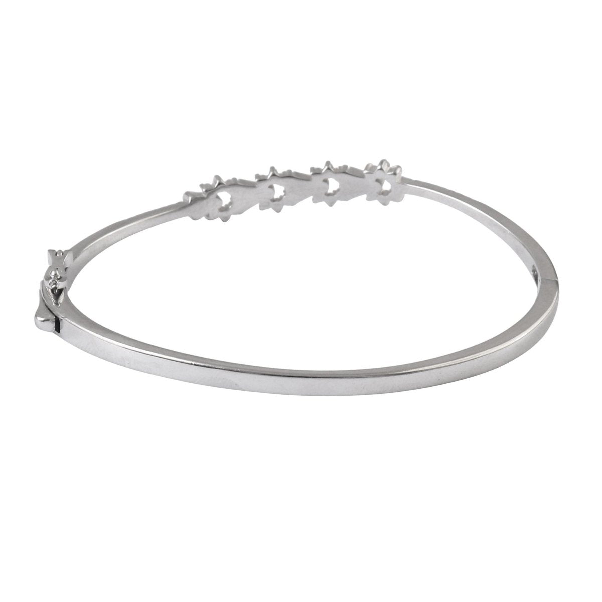 925 Sterling Silver Rose Gold Floral CZ Bangle - Zirak Silver
