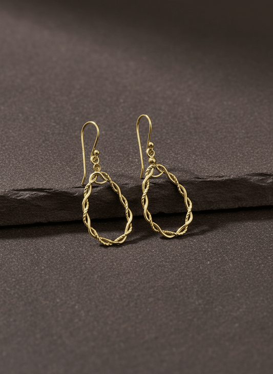 925 Sterling Silver Twisted Teardrop Earrings - Zirak Silver