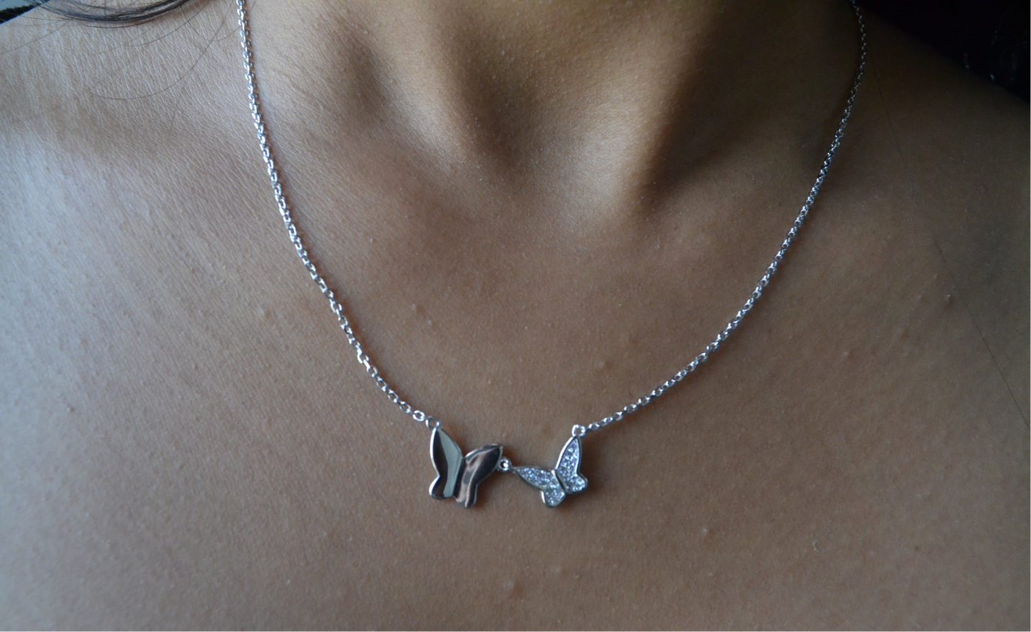 Twin Butterfly Charm Necklace