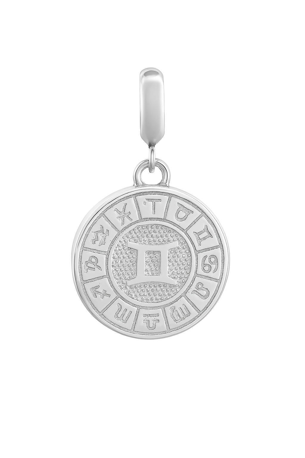 Gemini Zodiac Charm in Sterling Silver – Dual-Sided Pendant with Blue Enamel