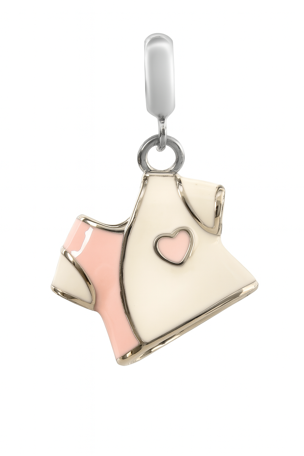 Pink & White Baby T-Shirt Charm in 925 Silver
