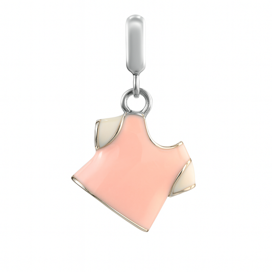 Pink & White Baby T-Shirt Charm in 925 Silver