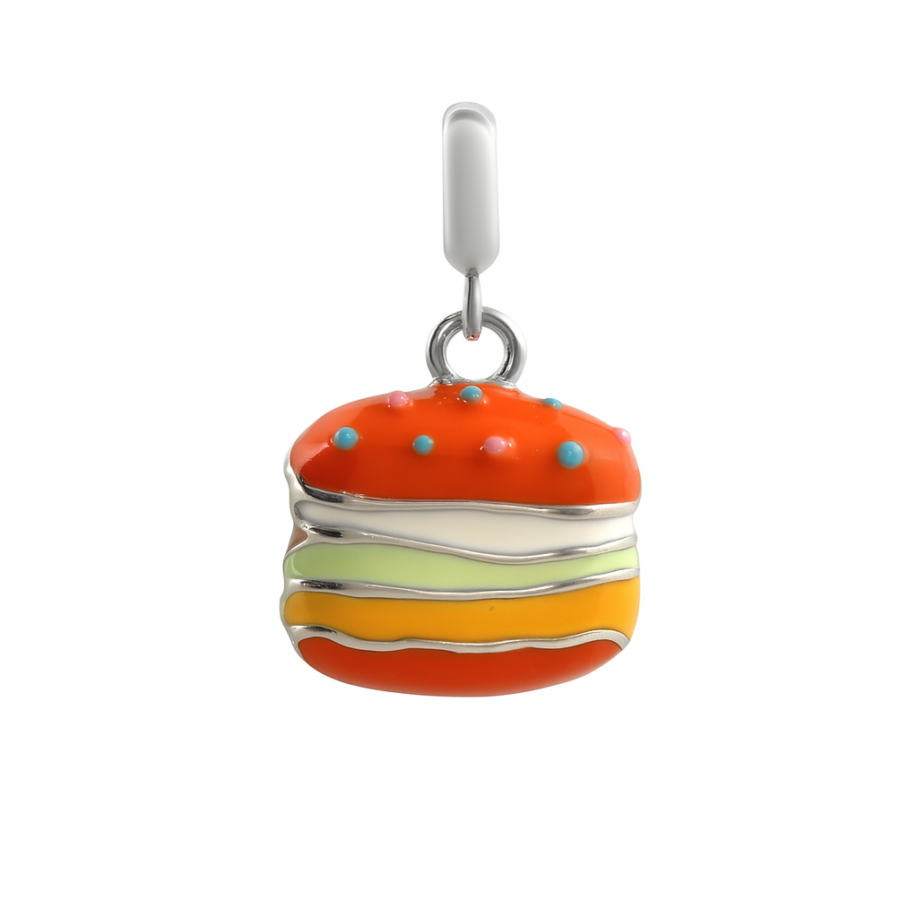 Colorful Burger Charm in 925 Silver