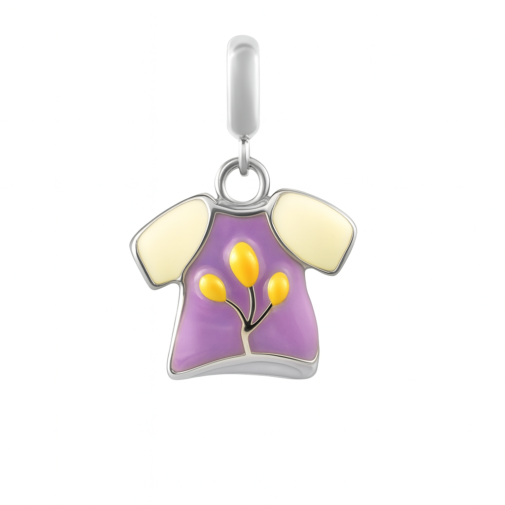 Purple Floral Shirt Charm in 925 Silver