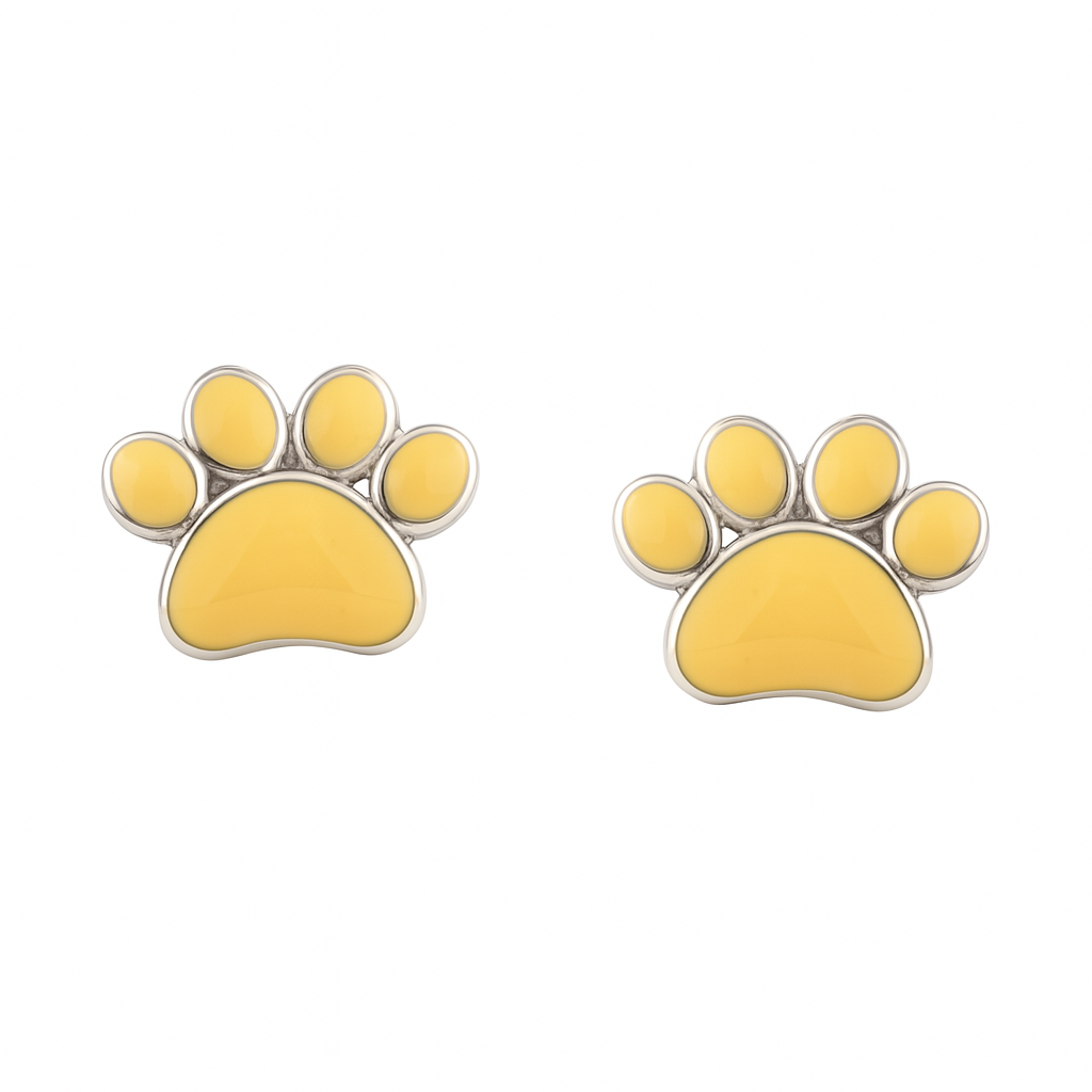 Yellow Paw Print Charm in 925 Silver
