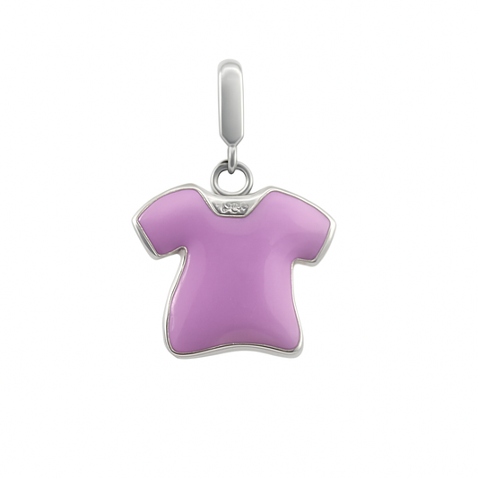 Purple Floral Shirt Charm in 925 Silver