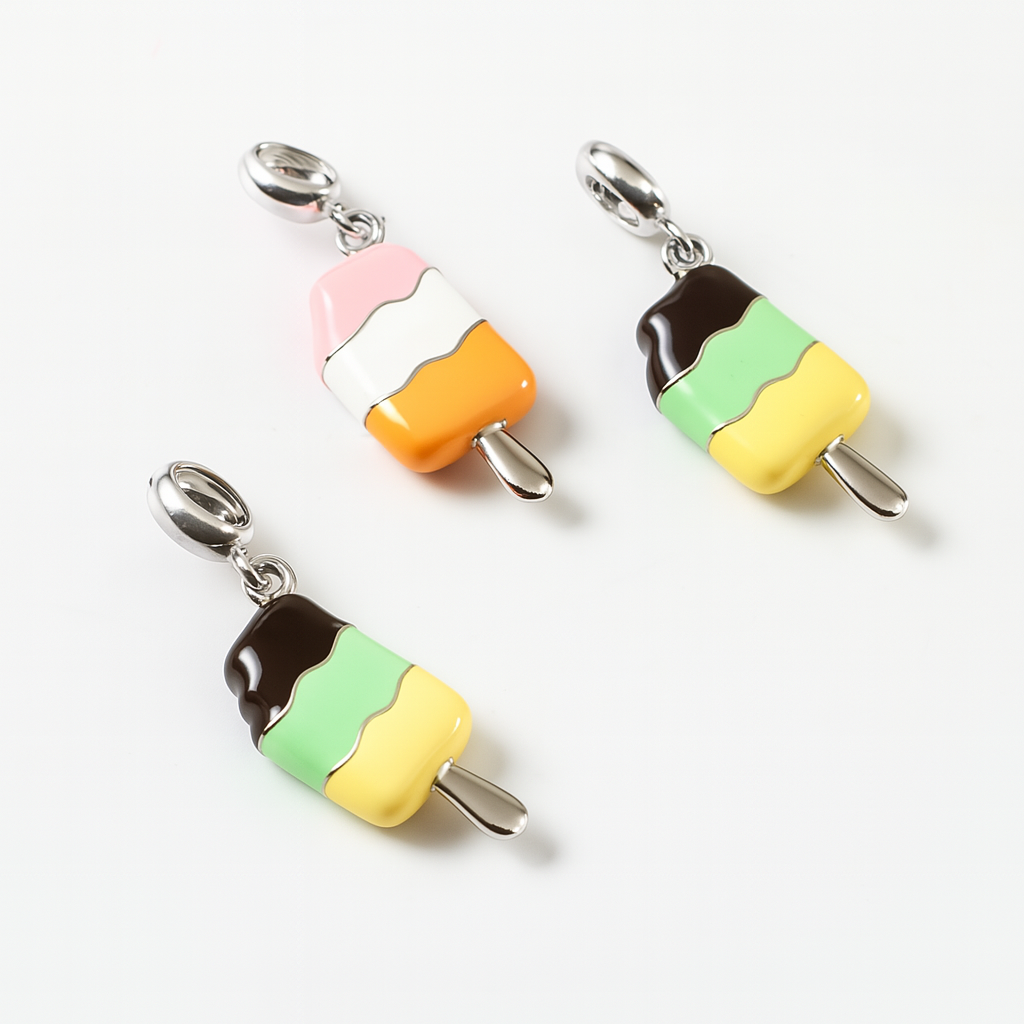 Sterling Silver Enamel Ice Cream Charms – Popsicle Jewelry for Summer