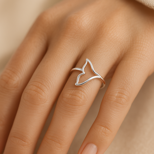 Sterling Silver Butterfly Outline Minimalist Ring
