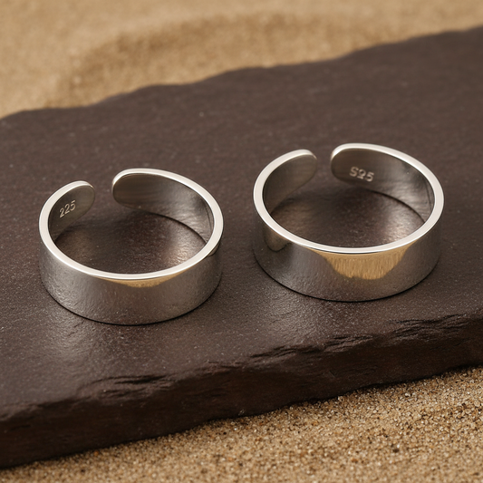 925 Sterling Silver Adjustable Plain Wide Band Toe Ring – Minimalist Unisex Jewelry