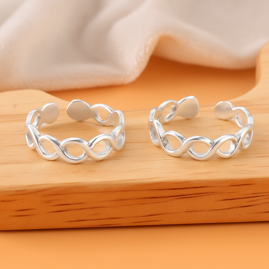 Sterling Silver Infinity Loop Toe Ring – Adjustable Open Band Jewelry