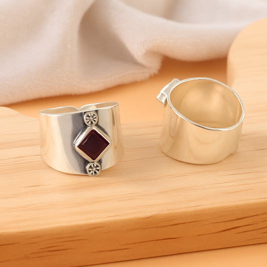 925 Silver Adjustable Toe Ring with Ruby Red Cubic Zirconia – Handmade Boho Ethnic Jewelry