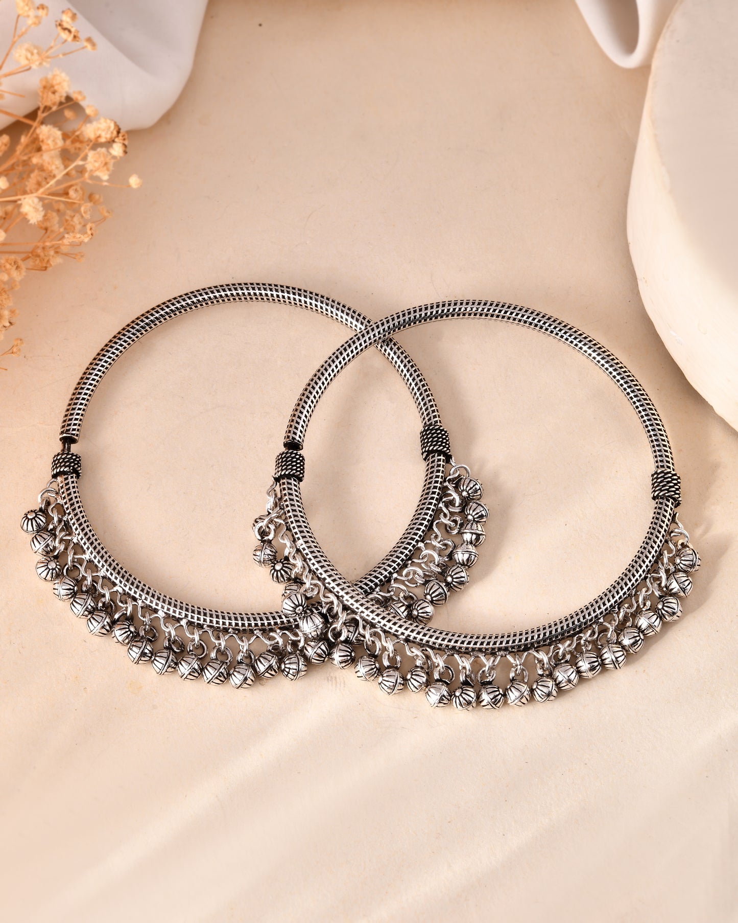 925 Sterling Silver Oxidized Ghungroo Anklet Pair – Traditional Payal Jewelry