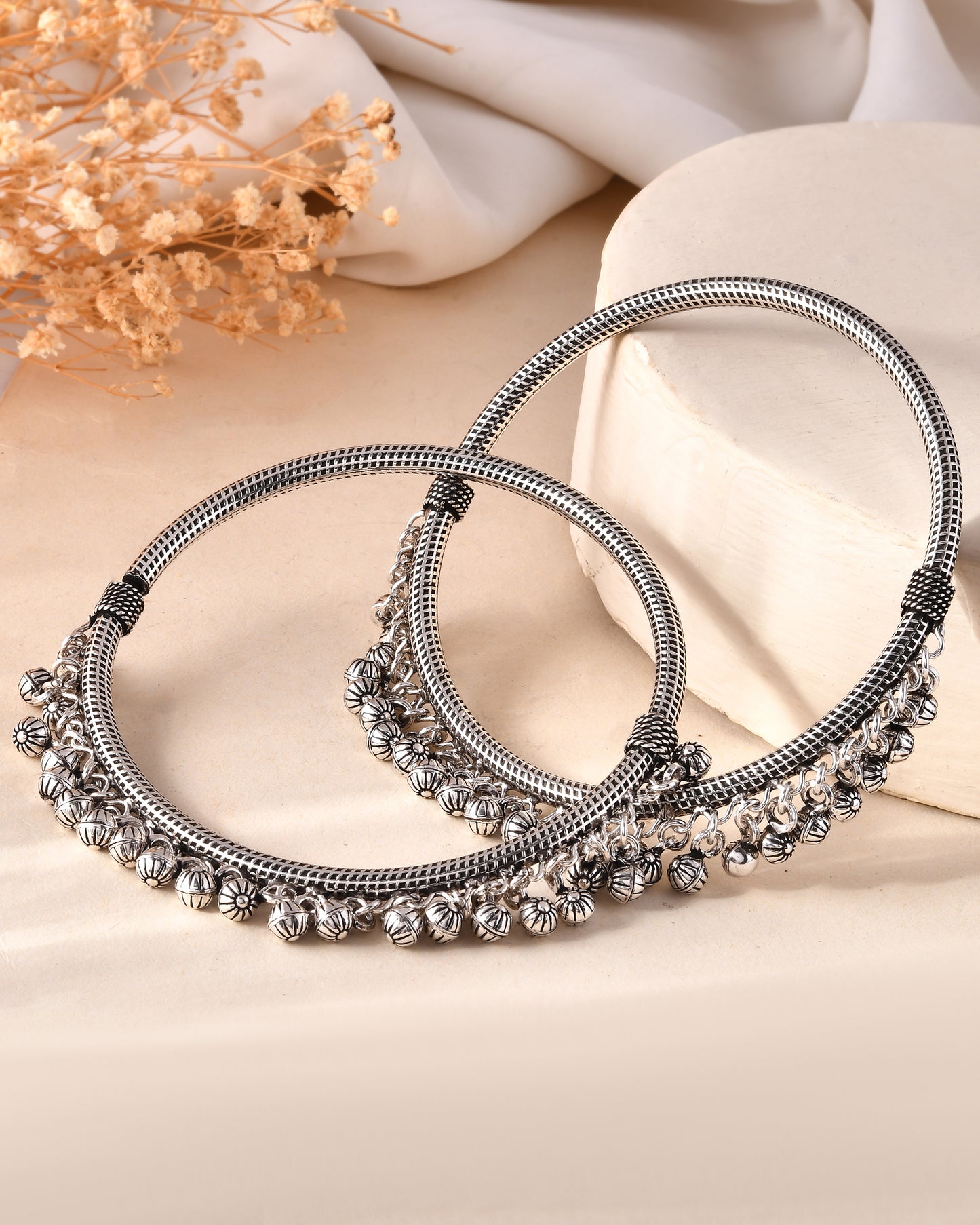 925 Sterling Silver Oxidized Ghungroo Anklet Pair – Traditional Payal Jewelry