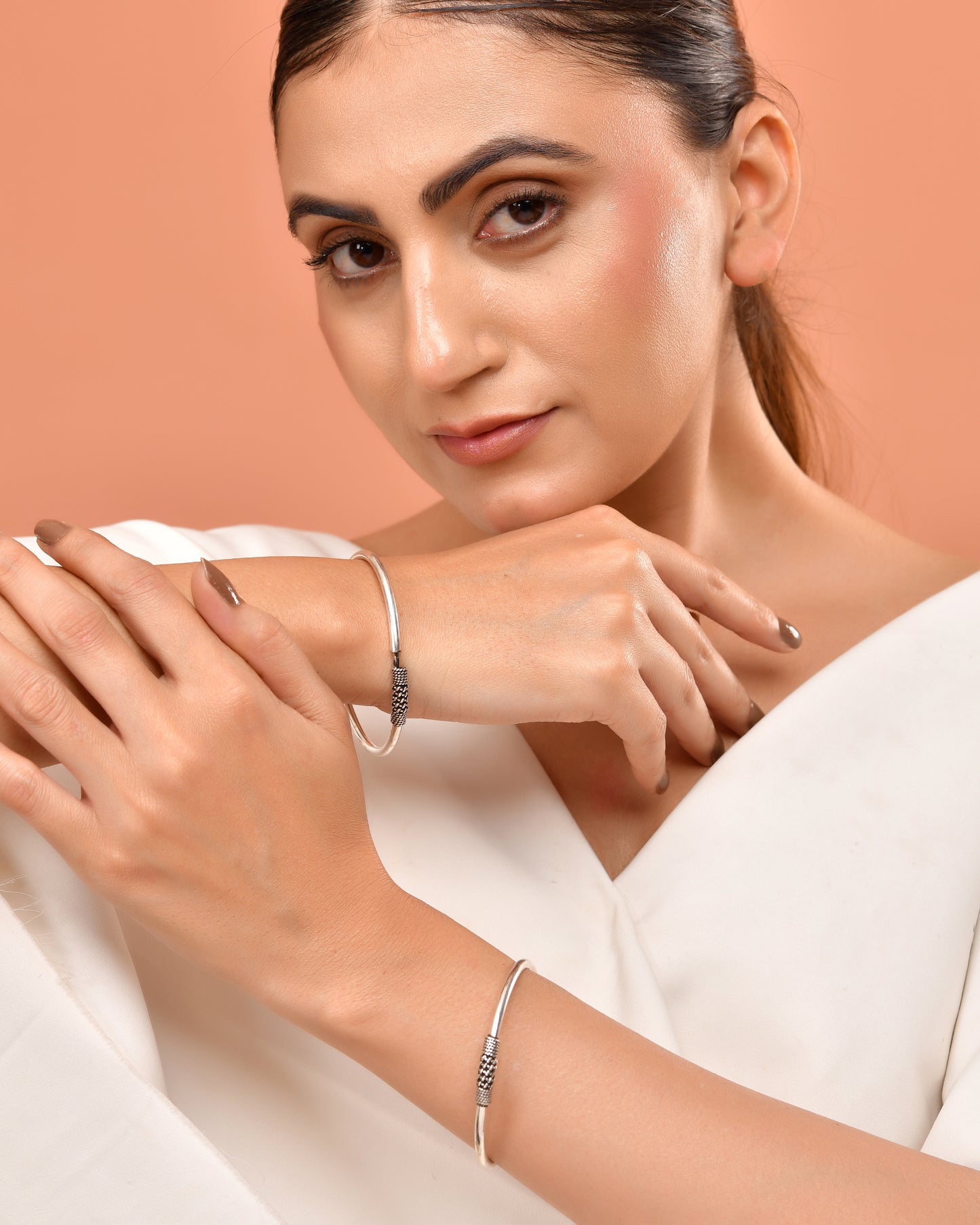 925 Sterling Silver Oxidized Textured Bangles – Elegant Bangle Pair