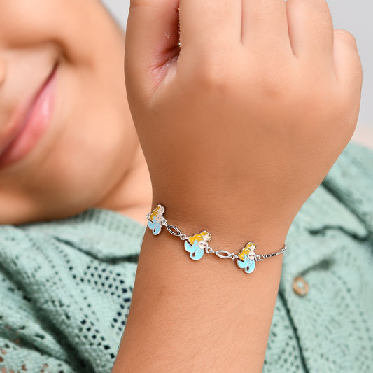 925 Sterling Silver Mermaid Charm Bracelet – Adjustable Kids Chain