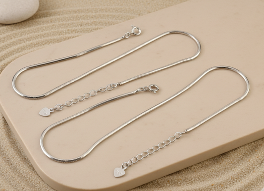 925 Sterling Silver Sleek Snake Chain Anklet – Adjustable Minimalist Women’s Payal